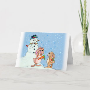 Snow Bunnies Christmas Greeting Card