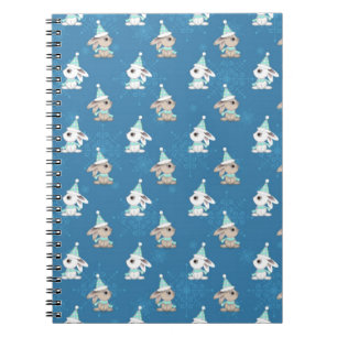 Snow Bunnies in Hats and Scarfs Holiday Art Notebook