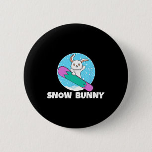 Snow Bunny Cute Rabbit Winter Snow Skiing Ski Love 6 Cm Round Badge