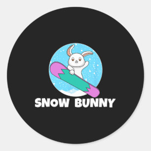 Snow Bunny Cute Rabbit Winter Snow Skiing Ski Love Classic Round Sticker