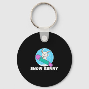 Snow Bunny Cute Rabbit Winter Snow Skiing Ski Love Key Ring