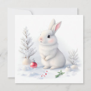 Snow Bunny Merry Christmas Card