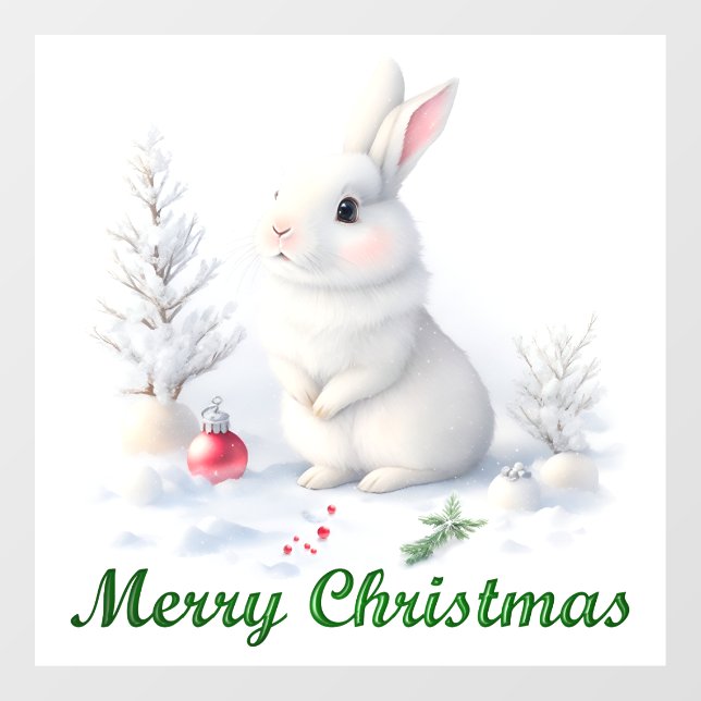 Snow Bunny Merry Christmas Window Cling (Sheet)