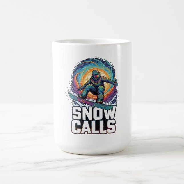 Snow Calls Snowboarder Coffee Mug (Center)