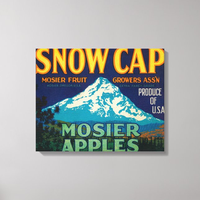 Snow Cap Apple Crate LabelMosier, OR Canvas Print (Front)