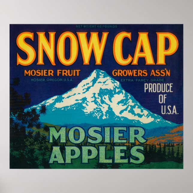 Snow Cap Apple Crate LabelMosier, OR Poster (Front)