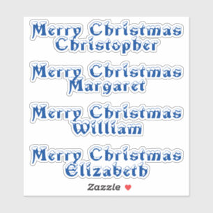 Snow-Capped Blue Typography Merry Christmas Name