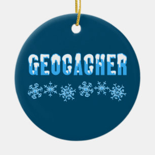 Snow Capped Geocacher Ceramic Tree Decoration
