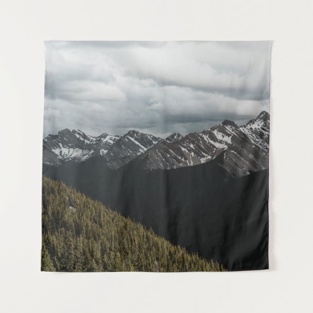 SNOW-CAPPED GRAY ROCKY MOUNTAIN UNDER CLOUDY SKY D TAPESTRY (Front)