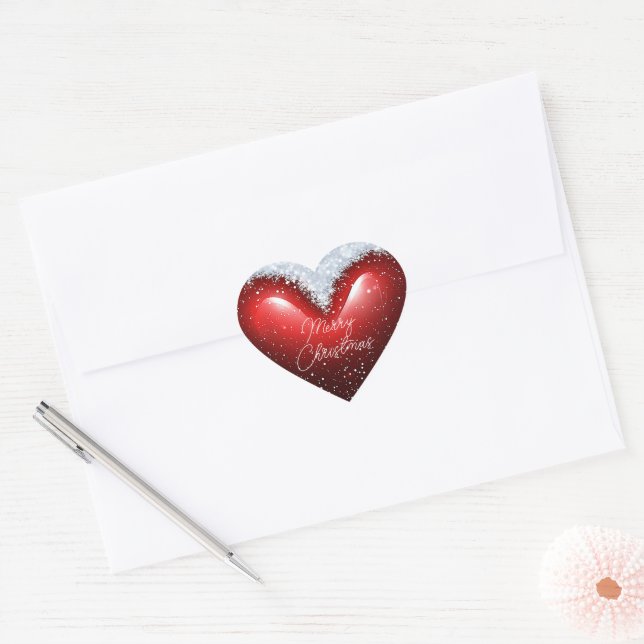 Snow-capped heart custom Christmas Sticker (Envelope)