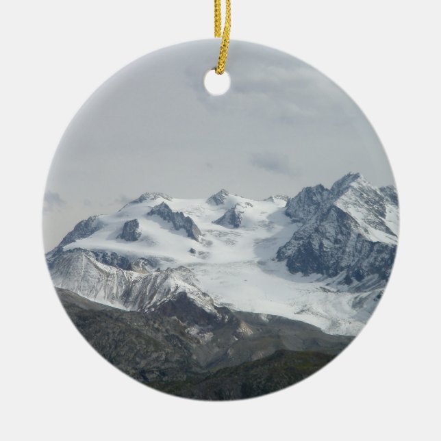 Snow Capped Mont Blanc Ceramic Tree Decoration (Front)