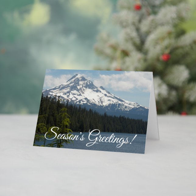 Snow Capped Mount Hood Landscape Foil Holiday Card (Holiday In Situ)