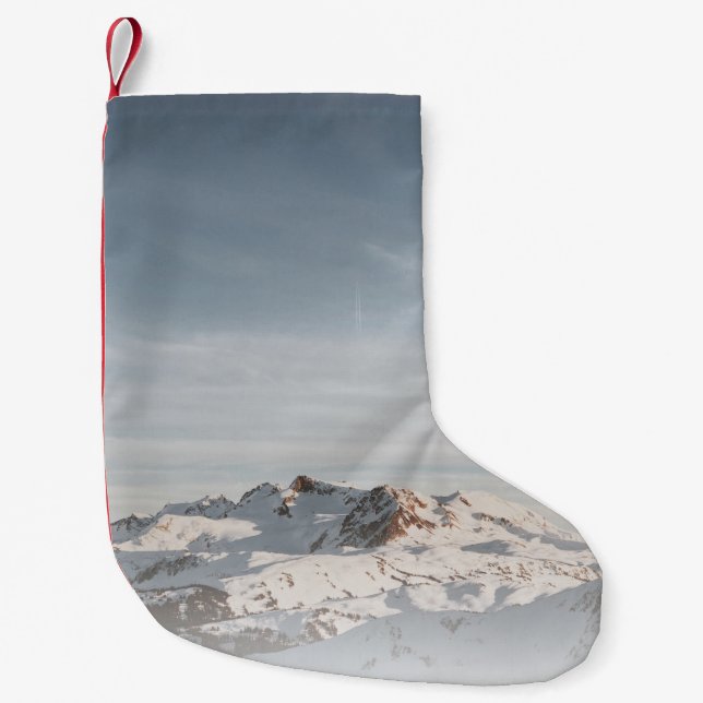 SNOW CAPPED MOUNTAIN AT DAYTIME SMALL CHRISTMAS STOCKING (Front)