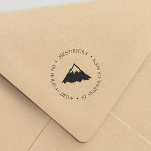 Snow Capped Mountain Peak Return Address Self-inking Stamp