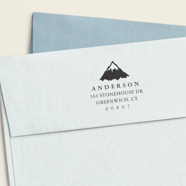 Snow Capped Mountain Peak Return Address Self-inking Stamp (Creator Uploaded)