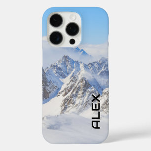 Snow-Capped Mountain Under Brilliant Blue Sky iPhone 16 Pro Case