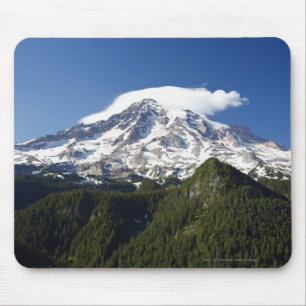 Snow Capped Mountain with Blue Sky & Forest Mouse Mat