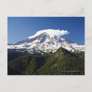 Snow Capped Mountain with Blue Sky & Forest Postcard