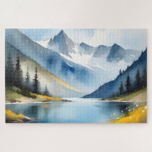 Snow capped mountains and a lake jigsaw puzzle