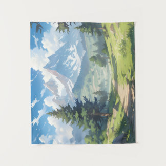 Snow-Capped Mountains and Lush Green Forest Tapestry