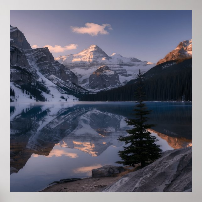 Snow-Capped Mountains at Sunrise Poster (Front)