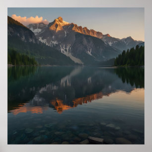 Snow-Capped Mountains at Sunrise Poster