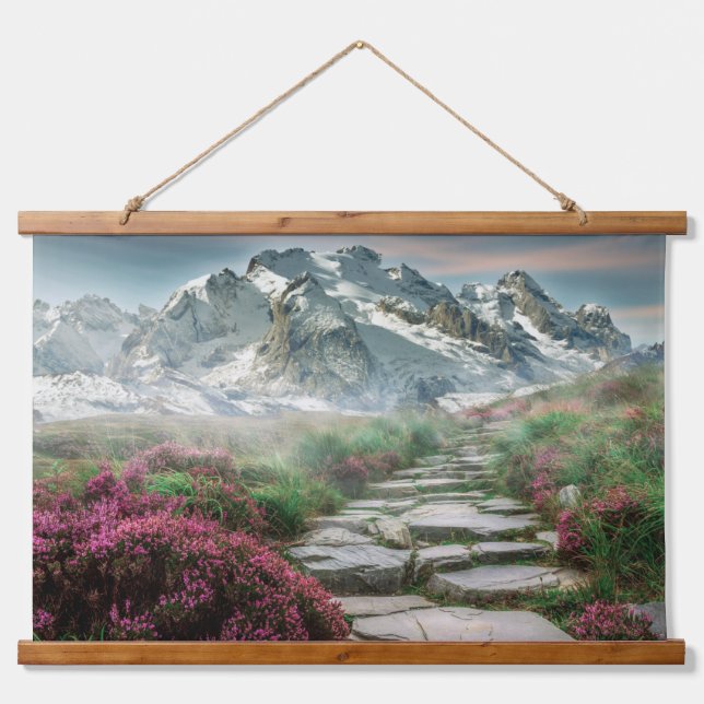 Snow Capped Mountains  Hanging Tapestry (Front)