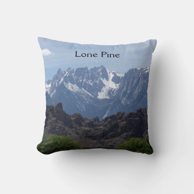 Snow capped mountains of Lone Pine   Cushion (Front)