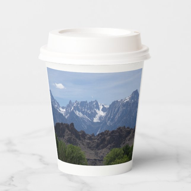 Snow capped mountains of Lone Pine   Paper Cups (Front)
