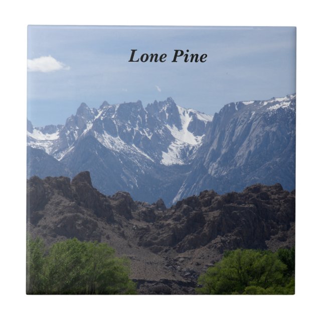 Snow capped mountains of Lone Pine   Tile (Front)