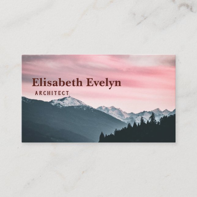 Snow Capped Mountains Under the Cloudy Skies Business Card (Front)
