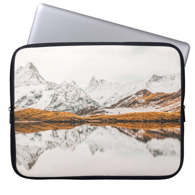 SNOW-CAPPED ROCKY MOUNTAIN UNDER CLOUDY SKY DURING LAPTOP SLEEVE (Front)