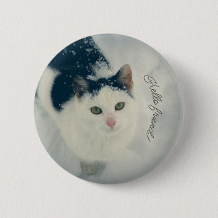 Snow cat  6 cm round badge