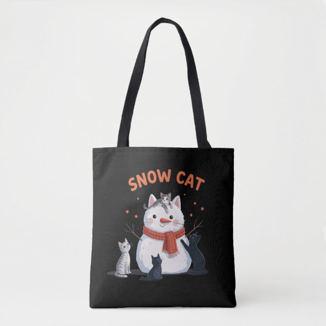 Snow Cat Christmas Cats Lover Gift Holiday Winter  Tote Bag (Front)