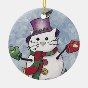 Snow Cat Christmas Ornament