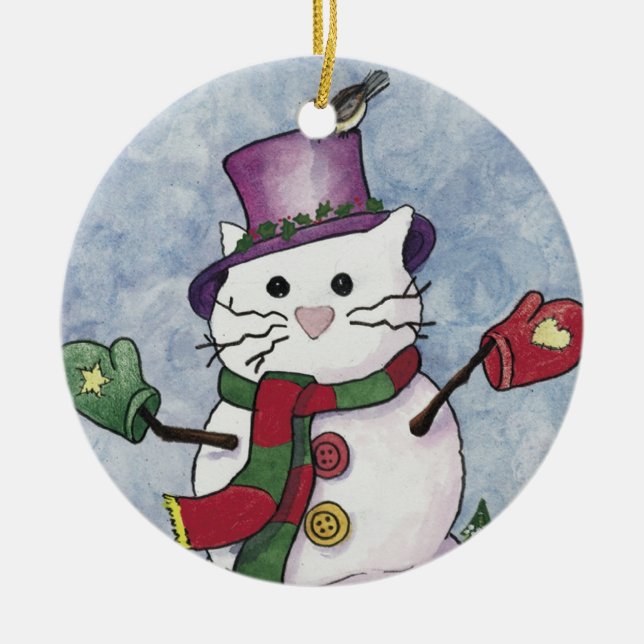 Snow Cat Christmas Ornament (Front)
