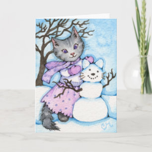 Snow Cat - Cute Kitty Greeting Card
