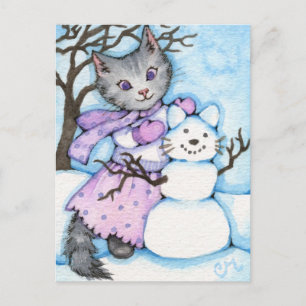 Snow Cat - Cute Kitty Postcard