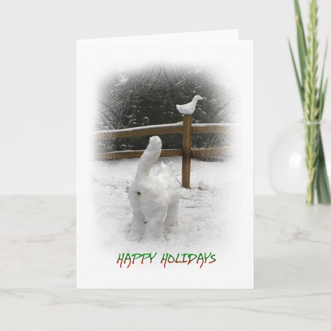 Snow Cat Holiday Card (Front)