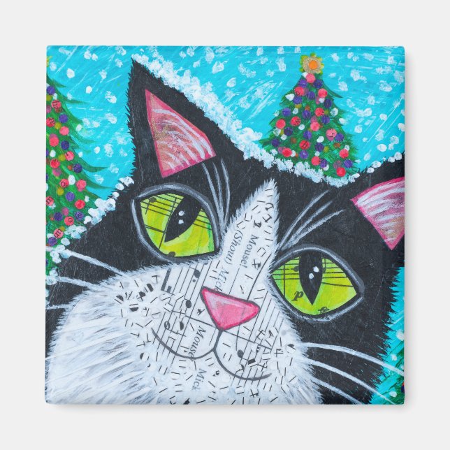 Snow Cat Magnet (Front)