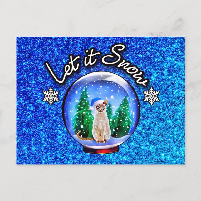 SNOW CAT XMAS Thank You/Greetings/INVITE - BLANK Postcard (Front)