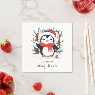 Snow Charming Penguin Baby Shower Napkin