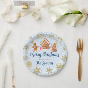Snow Christmas Gingerbread House Decorating Party Paper Plate