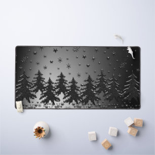Snow Christmas Trees Under Light Starry night  Desk Mat