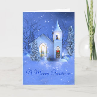 Snow , Church , Christmas Greeting Card