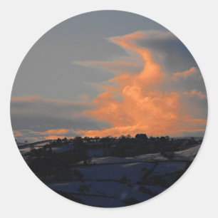 Snow Cloud over Newtown, Powys Classic Round Sticker