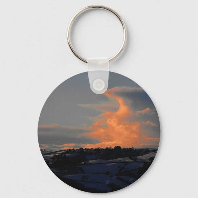 Snow Cloud over Newtown, Powys Key Ring (Front)