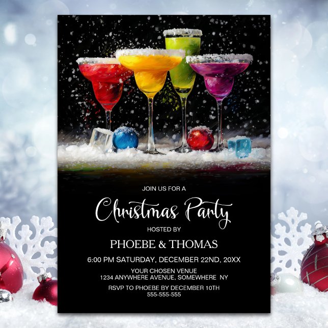 Snow Cocktails Christmas Party Invitation (Creator Uploaded)