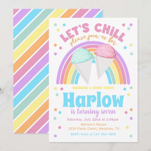 Snow Cone Birthday Invitation (Front/Back)