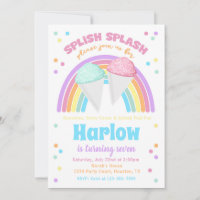 Snow Cone Pool Party Invitation